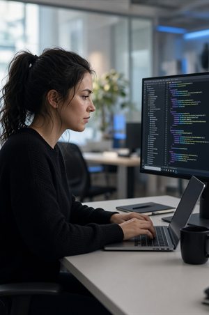 Engineer working on a software platform
